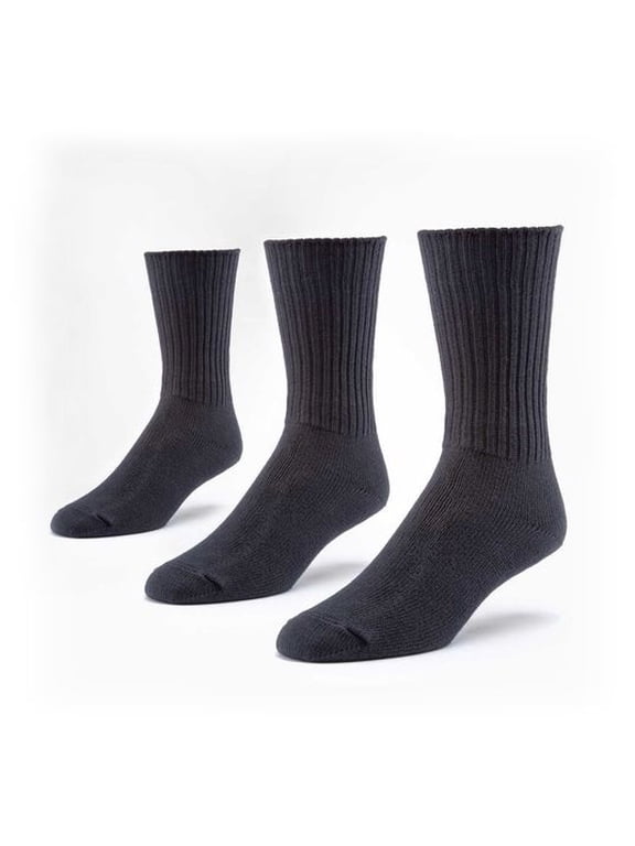 Socks Cotton Crew Tri-Pack Size 9-11 Black 3 Pack