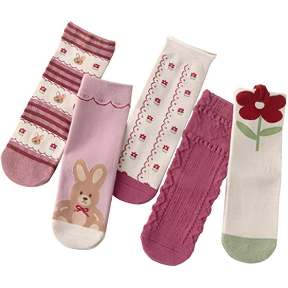 Socks Cute Cartoon Mid Calf Crew Socks for 2-12 Years