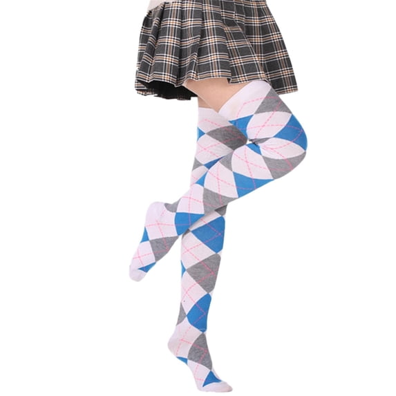 Socks Diamond Plaid High Elasticity Over Knee Socks Fashion Over Knee Socks For Women