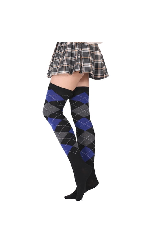 Socks Diamond Plaid High Elasticity Over Knee Socks Fashion Over Knee Socks For Women