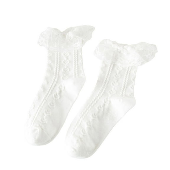 Socks Compression Comfort Socks For Women Lace Ruffle Frilly Crew Cotton Cute Ankle Dress For White Black Mesh Lace Trim Ankle High