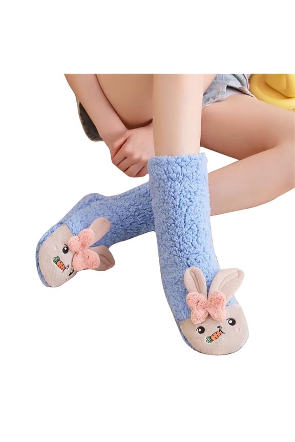 Socks Fashion Ladies' Mid Calf Thickened With Carrot And Lamb Fleece Patterns Anti Dots For Floor Use And Suitable For Sleeping Socks For Women