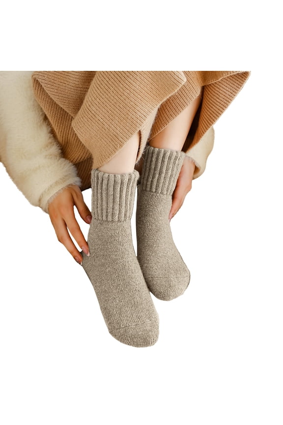 Socks Fashion Ladies' Thick Wool Solid Color Mid Calf Fleece Lined Extra Thick Proof For Outdoor Wear To Keep Warm Socks For Women