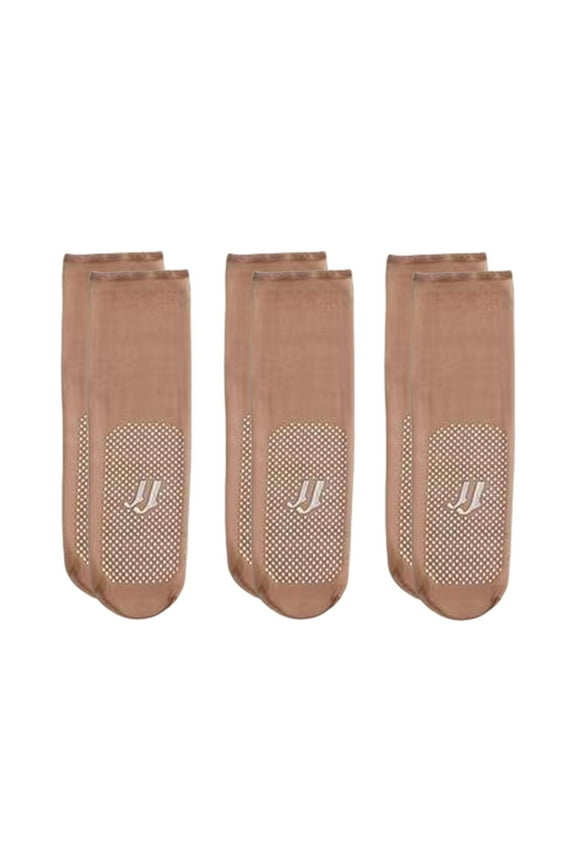 Socks Fashion Three Pairs Of The Same Color Crystal Ultrathin Traceless Glued Non Slip Massage Bottom Short Silk Transparent Shallow Mouth Mid Tube Socks For Women