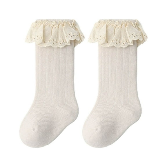 Socks For Girls Size 4 Baby Boy Girls Toddlers Indoor Solid Slipper Shoes Antislip Socks Booties First Lace Ruffle Socks White,3-5 Years