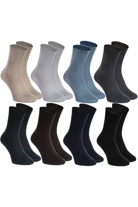 Socks For Men and Women Loose Fit Non-Binding Cotton Crew Socks 8 Pairs