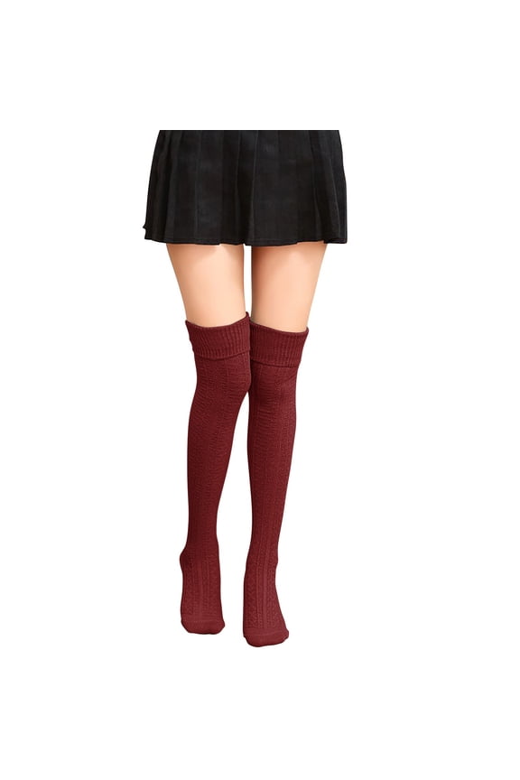 Socks For Women 1 Pair Solid Color Thigh High Socks Cotton Over Knee Socks Knit Long Boot Stocking Socks