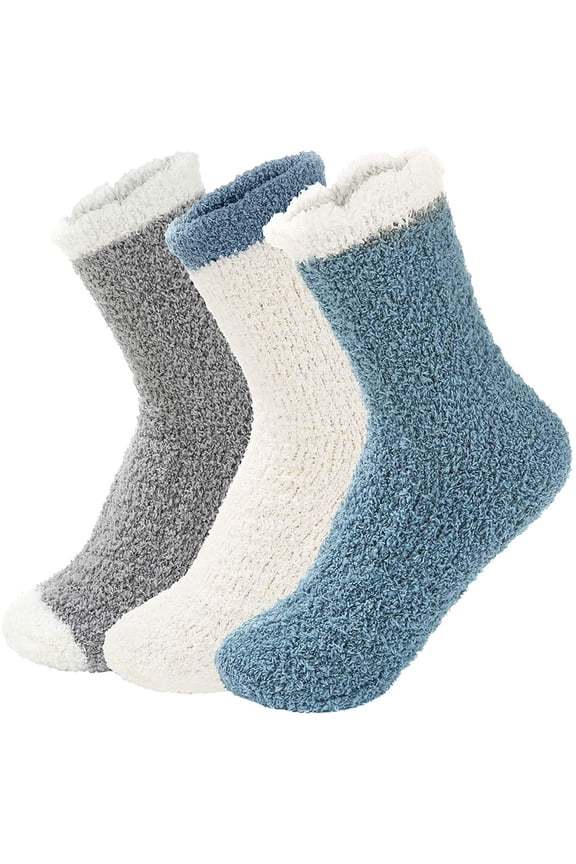 Socks For Women Breathable Womens Fuzzy Cozy Winter Cabin Slipper Warm Soft Thick Comfy 3 Pairs Patchwork Socks