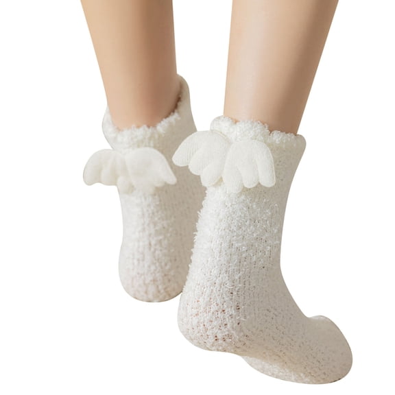 Socks For Women Girls Coral Fleece Angel Socks Pattern Novelty Cute Coral Socks