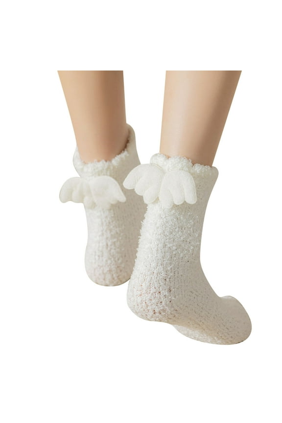 Socks For Women Girls Coral Fleece Angel Socks Pattern Novelty Cute Coral Socks