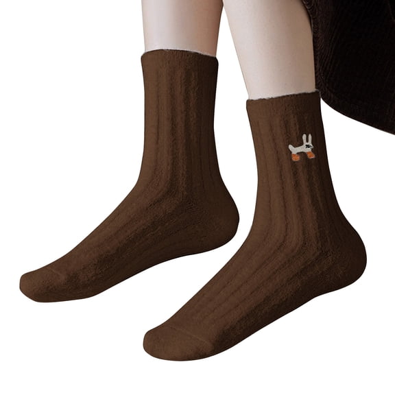 Socks For Women Men Ladies' Winter Velvet Warmth Enhanced Fleece Lined Thickened Colored Embroidered Coral Velvet Home Socks Socks