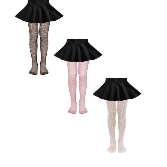 Socks, Girl's Fishnet Tights Fishnet Stockings Glitter Tights Bling Legging Mesh Socks Rhinestone Hollow Out Pantyhose For Christmas Dress Up *3PCS(z6 3PCS,One Size)