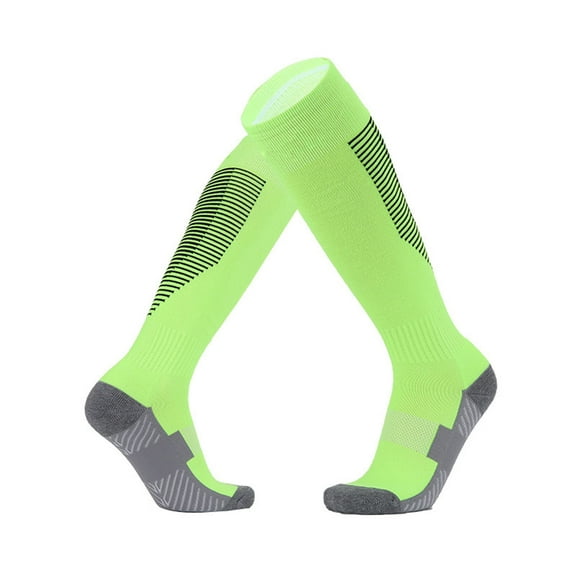 Socks with Grippers Kids Athletic Soccer Socks, Knee High Socks for Youth Boys Girls Thick Bottom Cushioned Sports Tube Socks Ruffle Ankle Socks Green 6-13Y