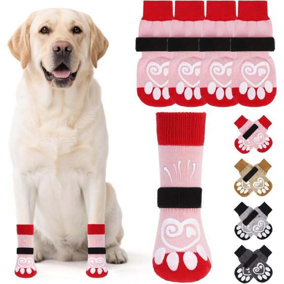 Socks for Hot/Cold Pavement to Licking Paws, Boots&Paw Protector for Hardwood Floors Anti Slip,Traction Control Booties for Small Medium Large Senior Dogs