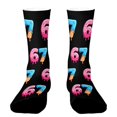 thumbnail image 1 of Socks for Men Women LSQii Cute Printed Ribbed Cotton Crew Socks Casual Daily Wear Comfort Cozy Streetwear for Sports,Athletic Style,Funny Gift,Size 5-10, Black, 1 of 7