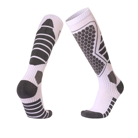 Socks Men Womens Thermal Hiking Ski Socks - Mid-Calf Cushioned Tube Sock for Winter Sports, Outdoor Activities White One Size