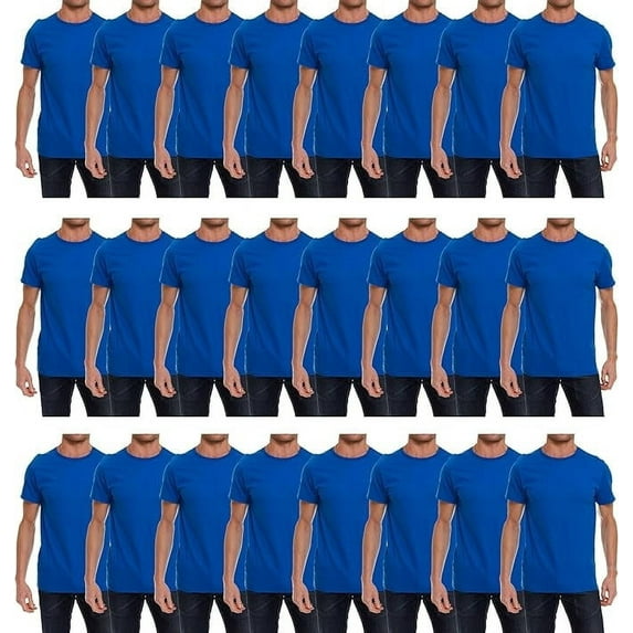 Socks’NBULK Mens Cotton Crew Neck Short Sleeve T-Shirts Royal Blue Color Bulk Pack Value Deal (24, X-Large)
