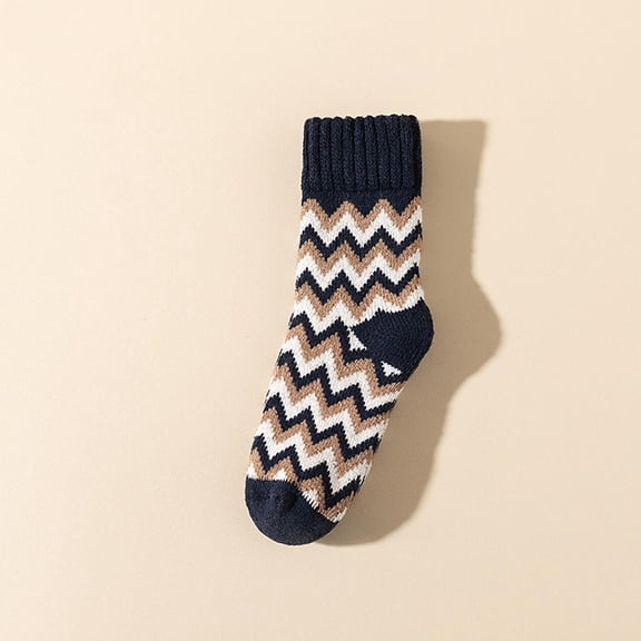 Socks New Unisex Extra Thick Wool Socks Plus Velvet Thickened Mid-Tube Winter Cold-Proof Warm Socks Navy Free Size