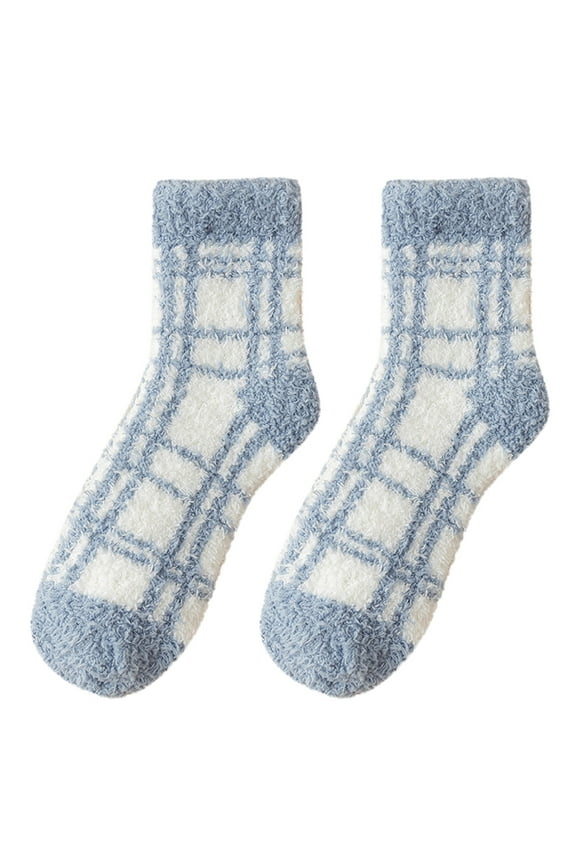 Socks Plaid Plush Winter Sleeping Socks House Socks Bed Socks Hut SocksSocks For Women