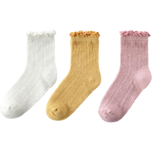 Socks Ruffle Casual Crew Comfortable Breathable Cute 3 Pairs Socks