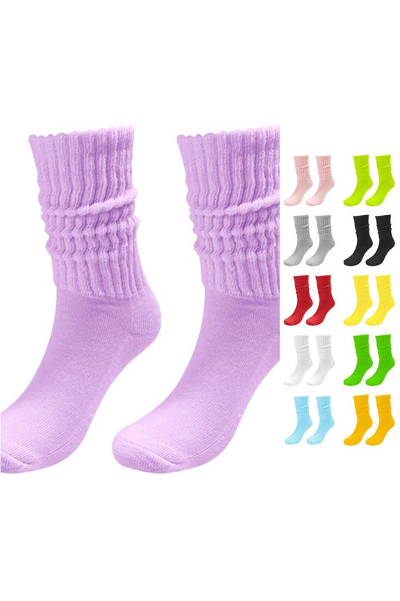Socks Solid Color Crew Socks Colorful Lightweight Athletic Socks Space Thigh High