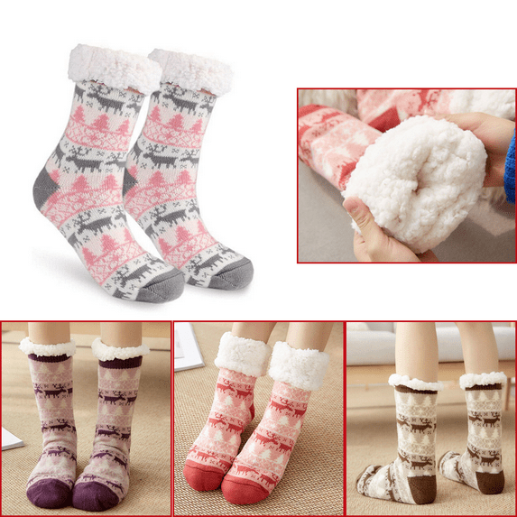Socks Warm Colored Cotton Plus Velvet Thickening Socks Breathable And Sweat-absorbing Sock,4pcs,all style