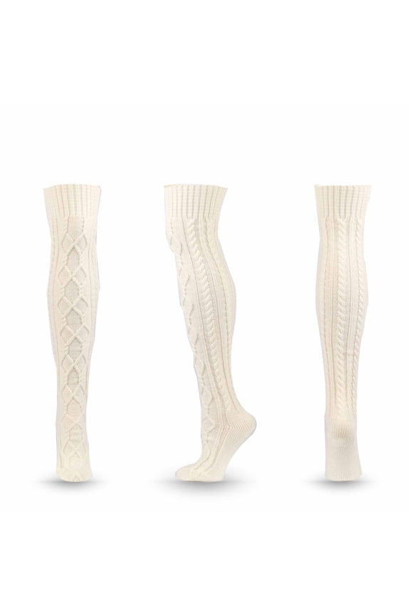 Socks for Women Ankle, Fall Winter Women Striped Solid Color Thickening Knit Over-the-Knee Stockings New Socks for Women Ankle Thin Style B-60 White One Size