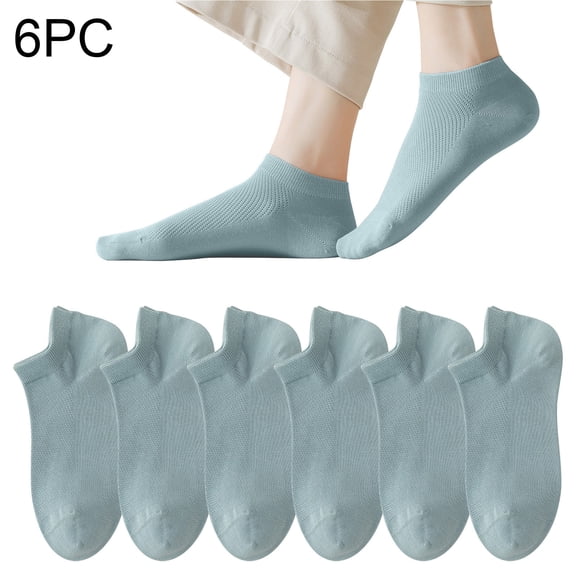 Socks for Women Ankle High, 6 Pairs Womens Socks Mesh Ventilation Non Slip Liner Footies Thin Socks Lightweight Socks New Socks for Women Style B-122 Blue One Size