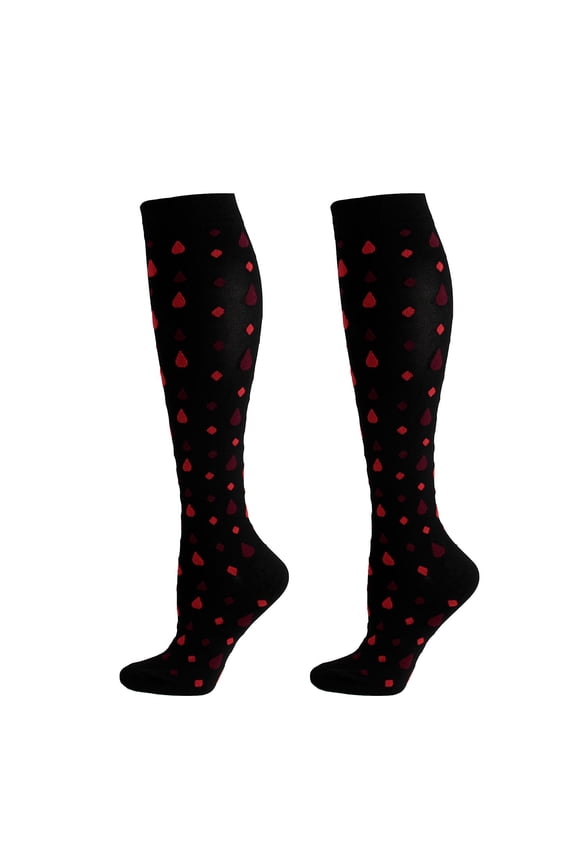Socks for Women Breathable 1 Pairs Unisex Compression Knee High Fashion Heart Pattern Funny Gift Teen Girls Cotton Pregnancy Sports Travel Flight Lightweight Womens Socks Watermelon red L