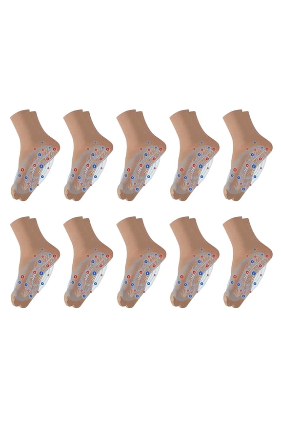 Socks for Women Breathable Lanceasy 10 Pairs Tourmaline Body Shaping Stretch Health Tourmaline Foot Massage Thin Non Slip Lightweight Womens Socks Coffee