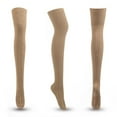thumbnail image 1 of Socks for Women Cotton Thick, Fall Winter Women Striped Solid Color Cotton Knit Over-the-Knee Stockings New Women's Cute Crew Socks Style B-57 Khaki One Size, 1 of 2