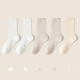 thumbnail image 1 of Socks for Women Cotton Thin, Women's Mid-Calf Solid Color Socks Comfortable Warm Breathable Multicolor Socks New Socks for Women Crew Style B-127 Beige One Size, 1 of 3