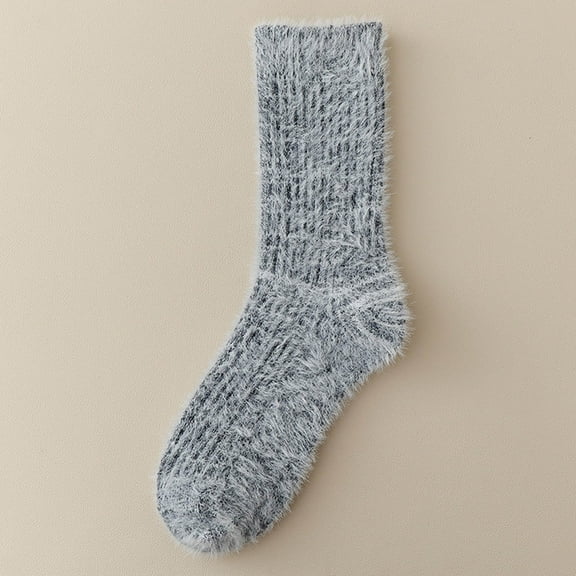 Socks for Women Crew, Women's Winter Mid Tube Socks with Fleece for Warmth and Cold Protection Fleece Socks New Womens Socks Ankle Athletic Style B-114 Dark Gray One Size