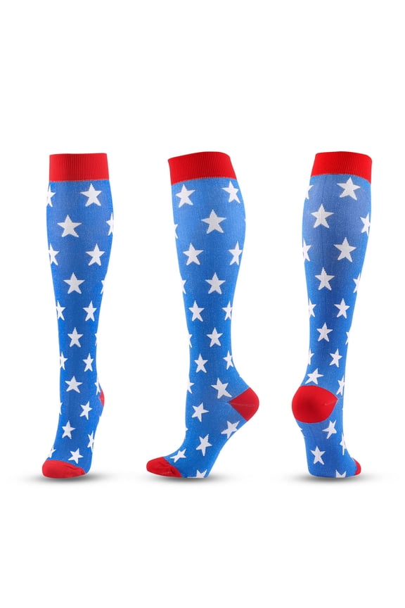 Socks Womens Cute Printed Knee High Socks, Mens Womens Casual Long Tube Socks for Independence Day Sky Blue S