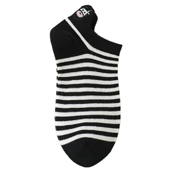 Socks Womens Short Bootie Fuzzy Breathable Cute Ankle Cotton Cow Pattern Fashion Japanese Heel Embroidery Machine Cat 1 Pair Of