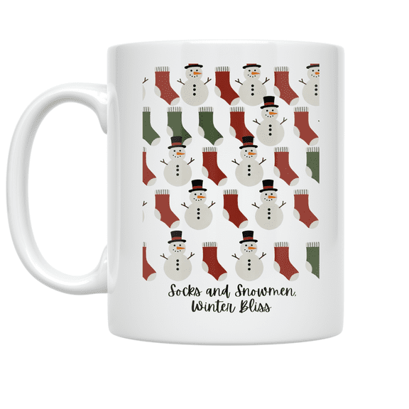 Socks and Snowmen Winter Bliss - Winter Sock Lovers - 11 oz Ceramic Coffee Mug