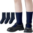 thumbnail image 1 of Socks for Boys Toddler Girls Thin Soft School Uniform Dress Socks Seamless Viscose Crew White Navy 4T-15 Years, 1 of 1