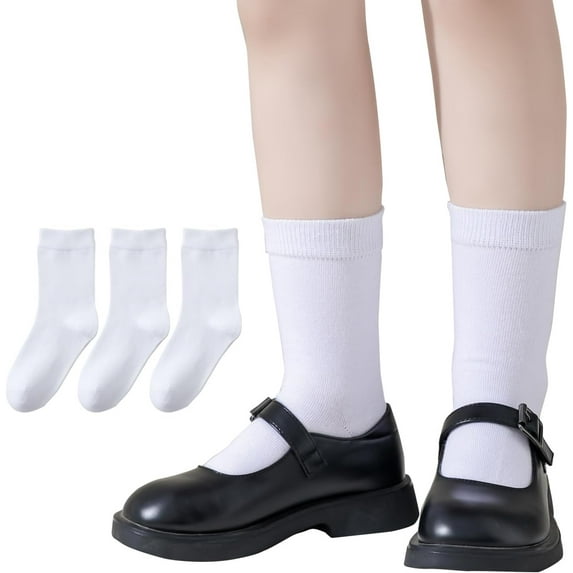 Socks for Boys Toddler Girls Thin Soft School Uniform Dress Socks Seamless Viscose Crew White Navy 4T-15 Years