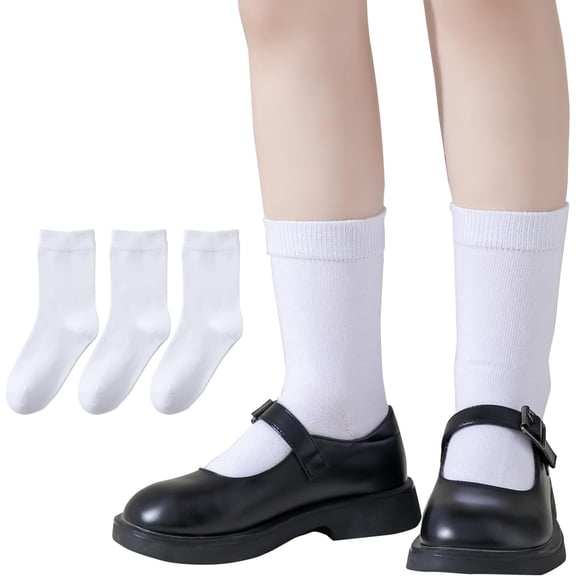 Socks for Boys Toddler Girls Thin Soft School Uniform Dress Socks Seamless Viscose Crew White Navy 4T-15 Years