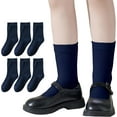 thumbnail image 1 of Socks for Boys Toddler Girls Thin Soft School Uniform Dress Socks Seamless Viscose Crew White Navy 4T-15 Years, 1 of 1