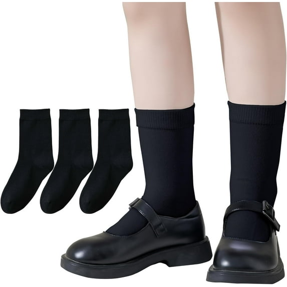 Socks for Boys Toddler Girls Thin Soft School Uniform Dress Socks Seamless Viscose Crew White Navy 4T-15 Years