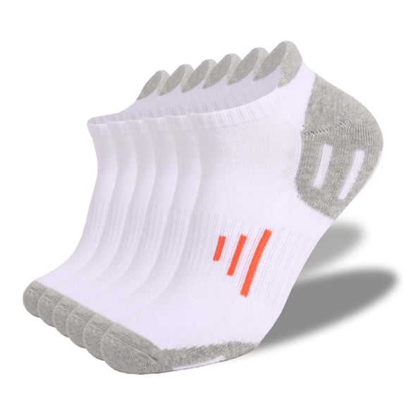 Socks for Men 6 Pairs Unisex Cushioned Ankle Socks, Breathable Sweat-Absorbing Sport Socks for Training White S