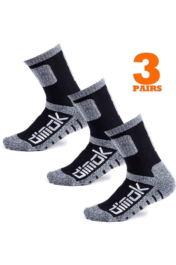 Socks for Men Hockey Hiking Athletic Moisture Wicking Trekking Sports Crew Sock Mens Women Boys Black Medium
