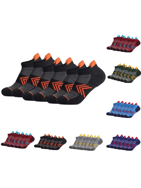 Socks for Men, Low Cut Athletic Socks with Moisture Wicking Breathable Design, Running Casual Hiking Outdoor Wear, 6 Pairs | JASKFLY,Black L
