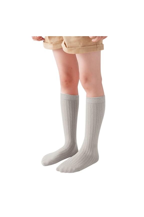 Socks for Toddlers Girls Kids Boys Girls Cotton Socks Unisex Solid Color Socks Funny Casual Crew Socks Toddler Dress Sock Grey-a, 1-12 Years