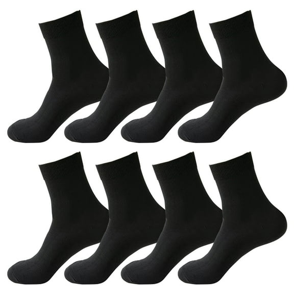 Socks for Unisex Black Crew Thin Loose Fit Soft Wide Stretchy Seamless Toe 4 Pairs