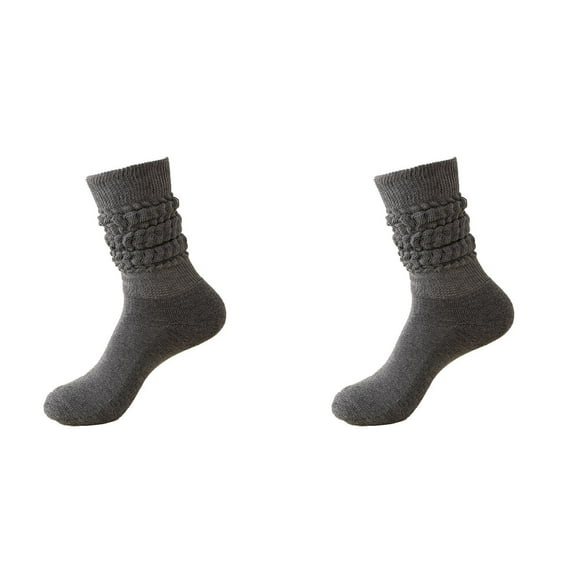 Socks for Women 2 Pairs Slouch Scrunch Long High Tube Socks Stretchable Knee High Socks Thick Winter Warm Cozy Casual Fun Socks for Women