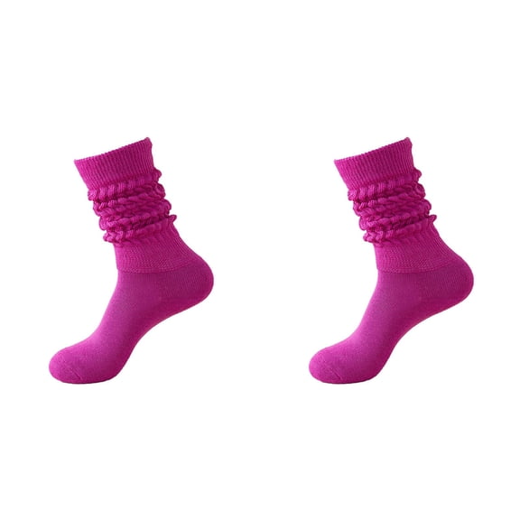 Socks for Women 2 Pairs Slouch Scrunch Long High Tube Socks Stretchable Knee High Socks Thick Winter Warm Cozy Casual Fun Socks for Women
