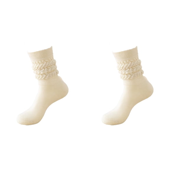 Socks for Women 2 Pairs Slouch Scrunch Long High Tube Socks Stretchable Knee High Socks Thick Winter Warm Cozy Casual Fun Socks for Women