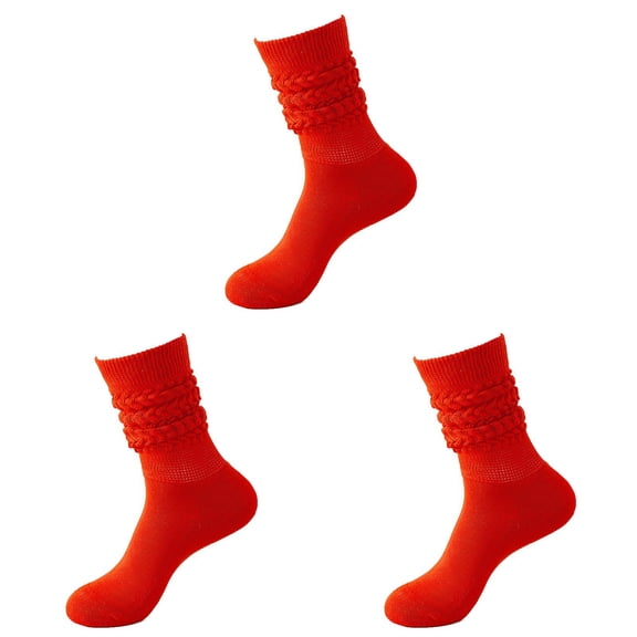 Socks for Women 3 Pairs Slouch Scrunch Long High Tube Socks Stretchable Knee High Socks Thick Winter Warm Cozy Casual Fun Socks for Women